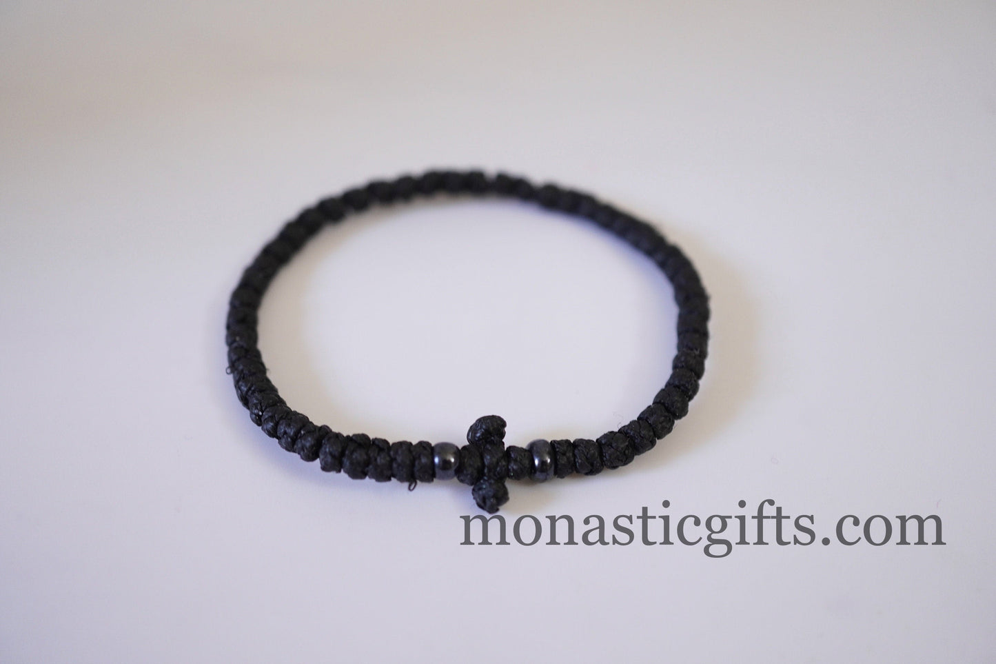Komboskini -Prayer Rope ,1 pcs Black waxed thin with Stone beads,Orthodox Gift.