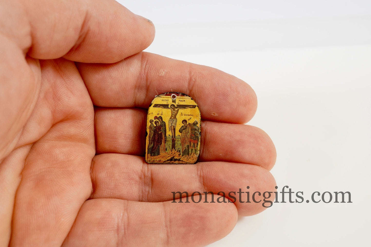 Tiny Orthodox icons crucifix of jesus, 3pcs - Wood Byzantine Christian Tiny Orthodox Icon amazing idea to make orthodox gifts