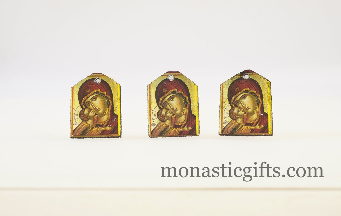 Tiny icon Virgin Mary 3pcs - Wood Byzantine Christian Tiny Orthodox Icon amazing idea to make orthodox Christians gifts