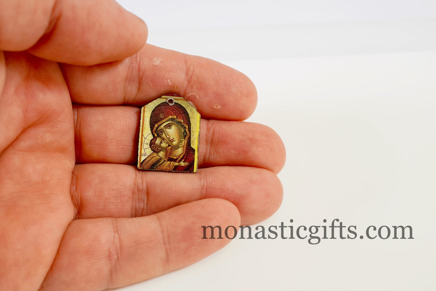 Tiny icon Virgin Mary 3pcs - Wood Byzantine Christian Tiny Orthodox Icon amazing idea to make orthodox Christians gifts