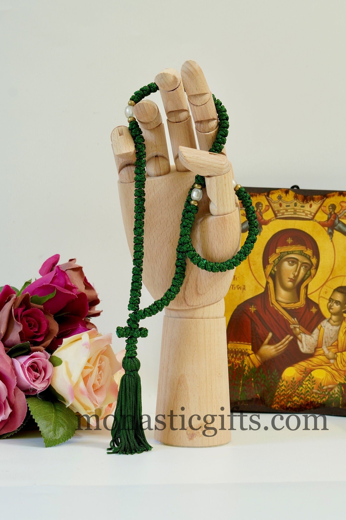 Orthodox Green Prayer Rope 100 knots - Rosary 100 Knots - Rosario - Komboskini - Rosenkranz