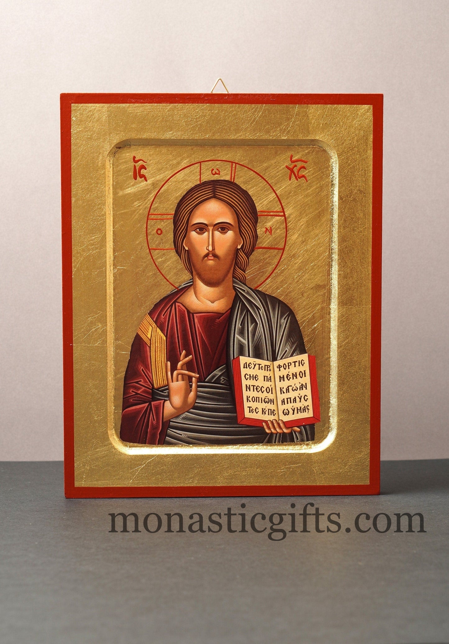 Amazing Icon with Jesus Christ "Blessing" , Byzantine icon of our Lord , art wall hanging on wood plaque amazing idea for orthodox gift.