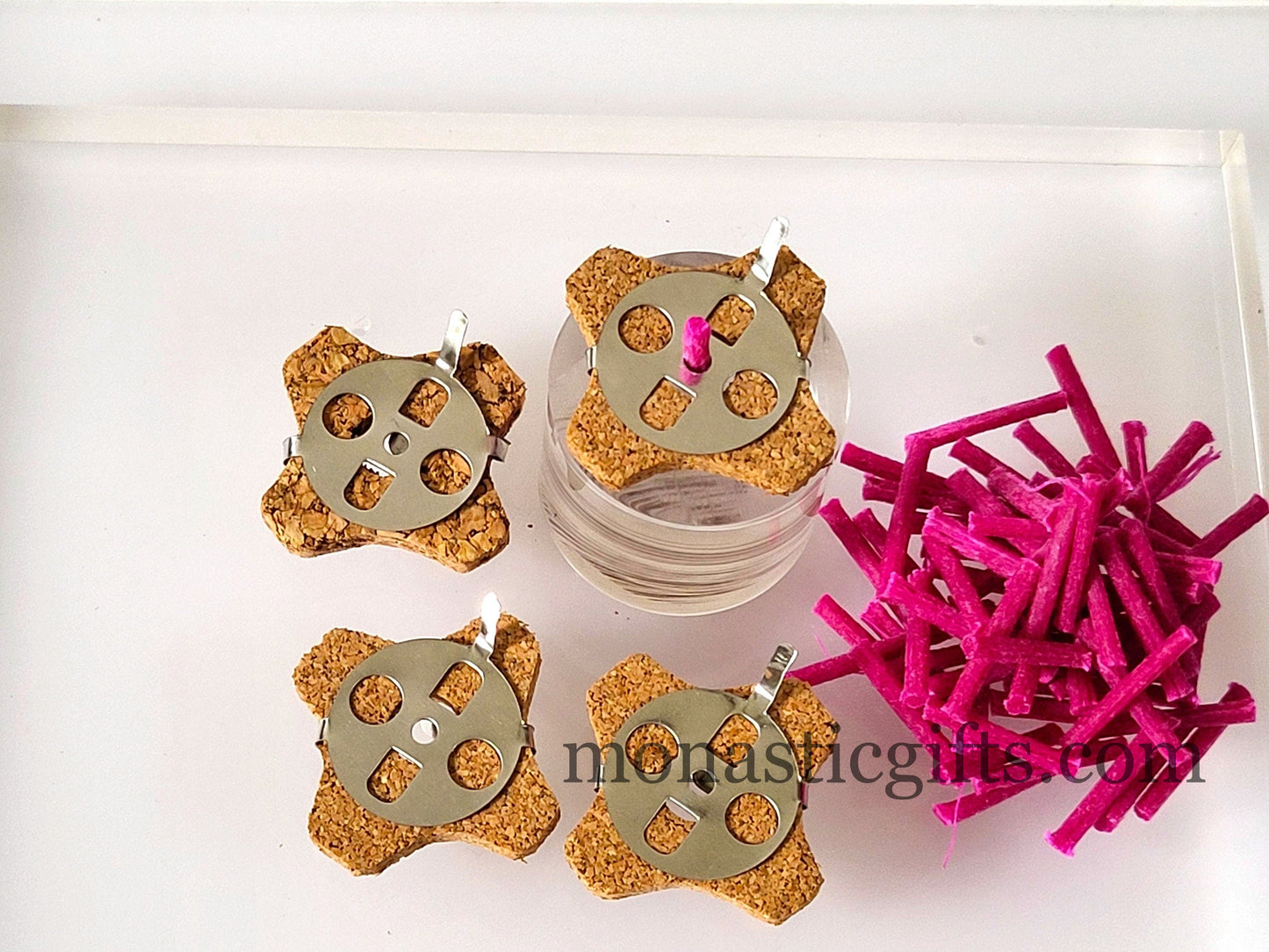Cork Float For Vigil Lamps with Handle 4 Pieces HandMade with 100% natural Cork