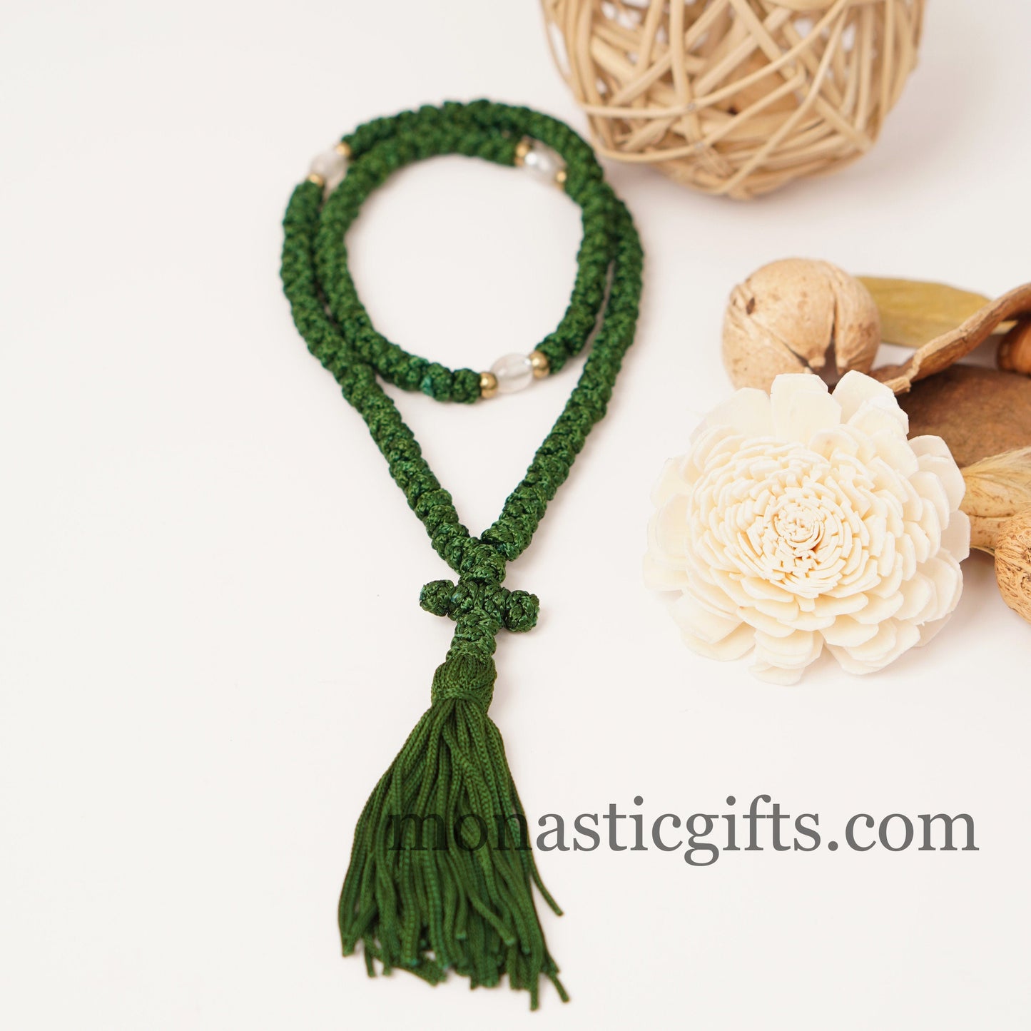 Orthodox Green Prayer Rope 100 knots - Rosary 100 Knots - Rosario - Komboskini - Rosenkranz