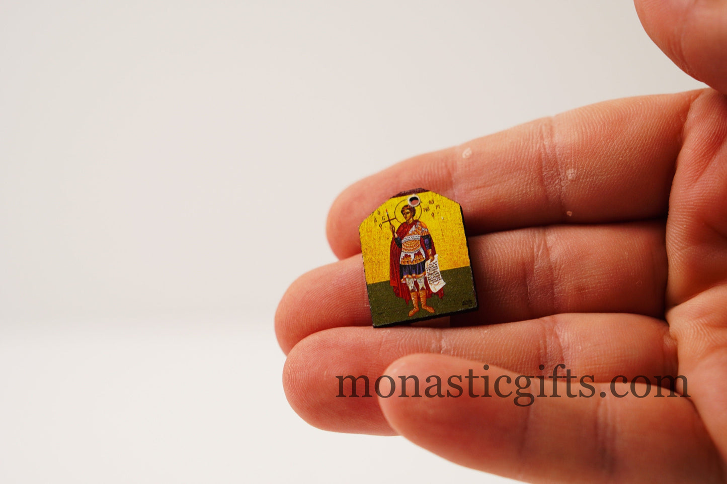 Tiny icon Saint Phanourios (Fanourios) 3pcs - Wood Byzantine Christian Tiny Orthodox Icon amazing idea to make orthodox Christians gifts