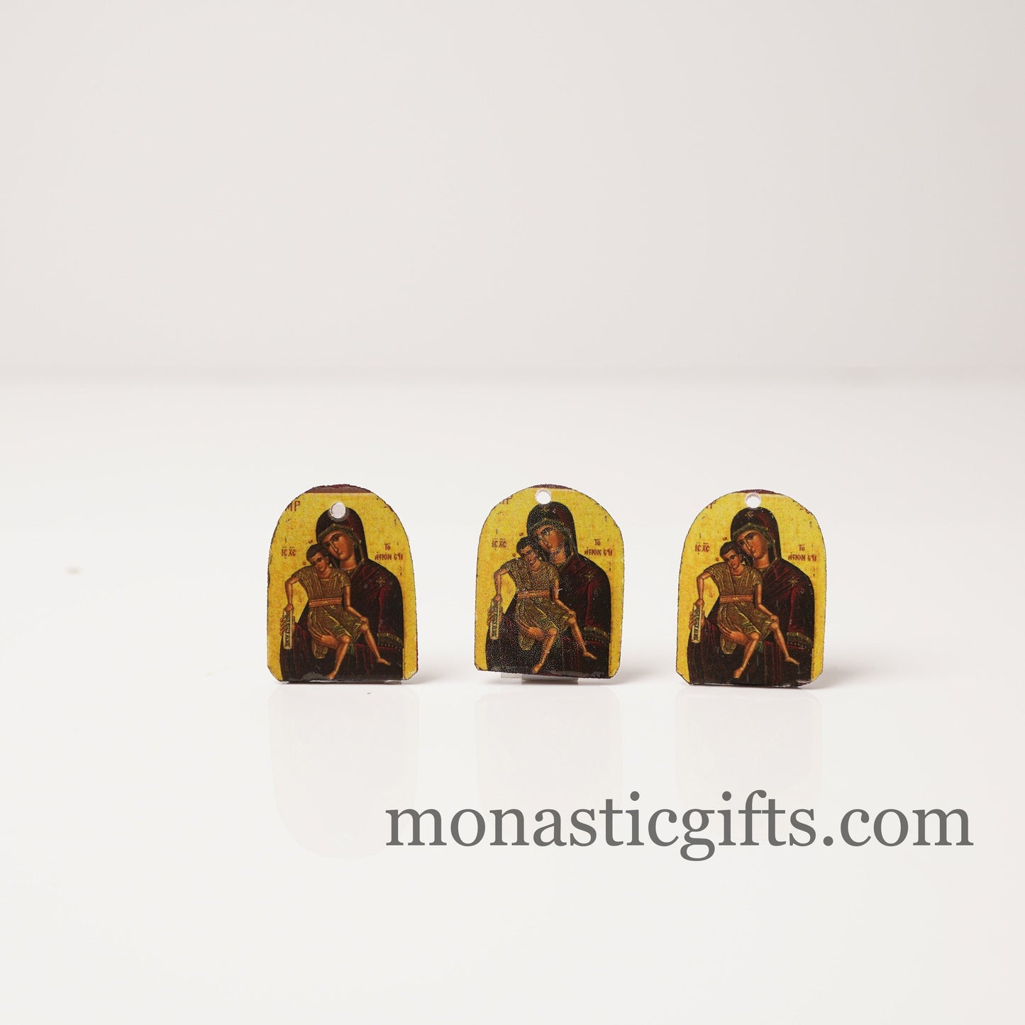 Tiny icon Virgin Mary Axion Estin Άξιον εστίν, 3pcs - Wood Byzantine Christian Tiny Orthodox Icon amazing idea to make orthodox gifts
