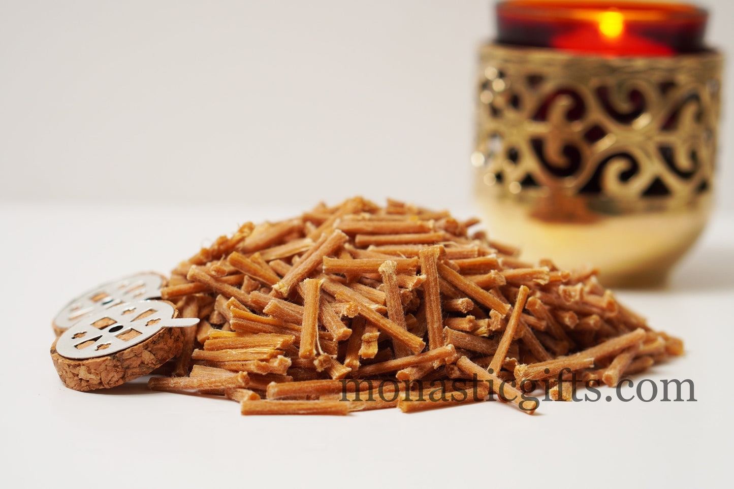 Organic Beeswax Wicks from Dark Wax (rare-100%natural-High Quality wax) For Vigil Oil Lamps (40 gr Approx 380pcs) plus a gift 2 Cork Float