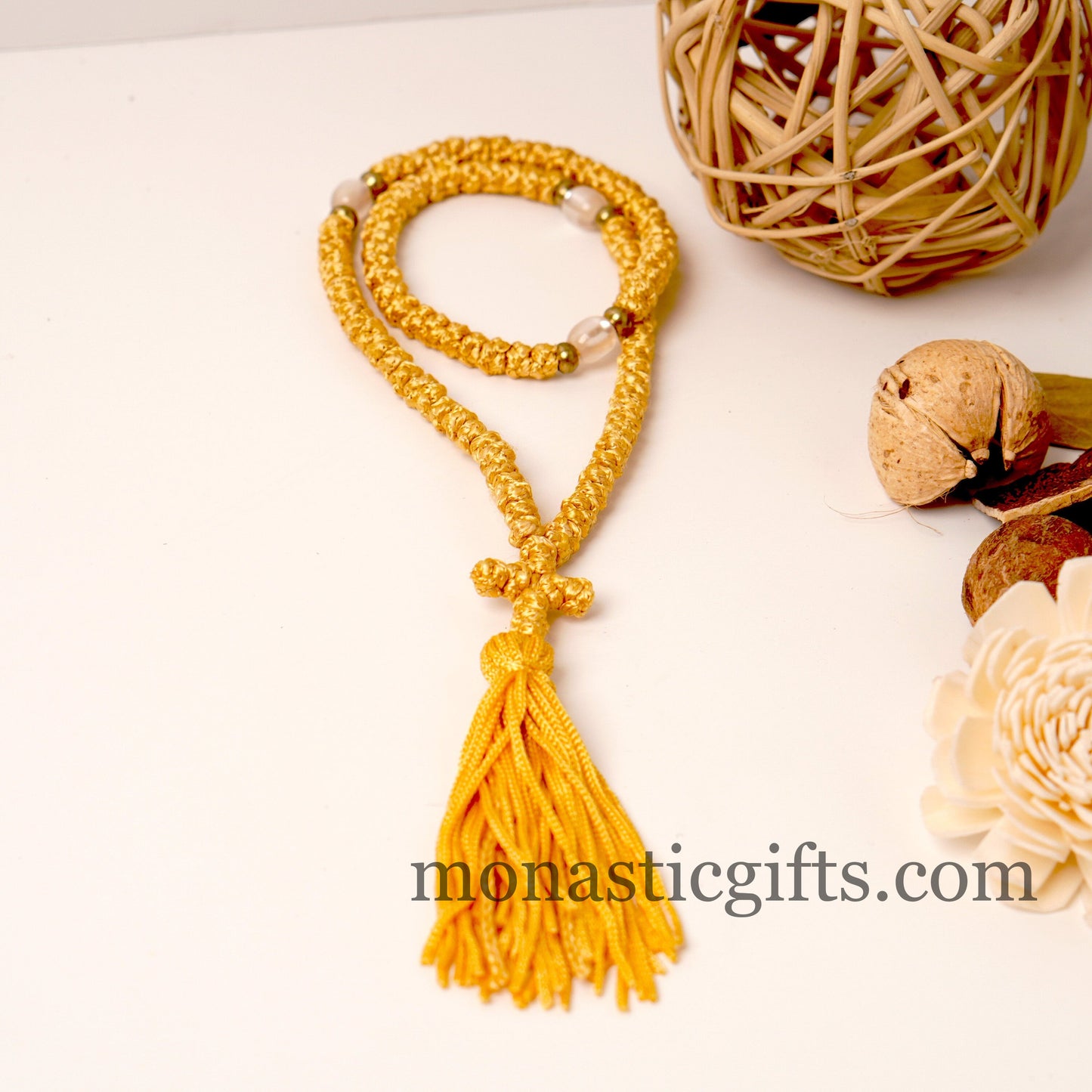 Orthodox Gold Prayer Rope 100 knots - Rosary 100 Knots - Rosario - Komboskini - Rosenkranz