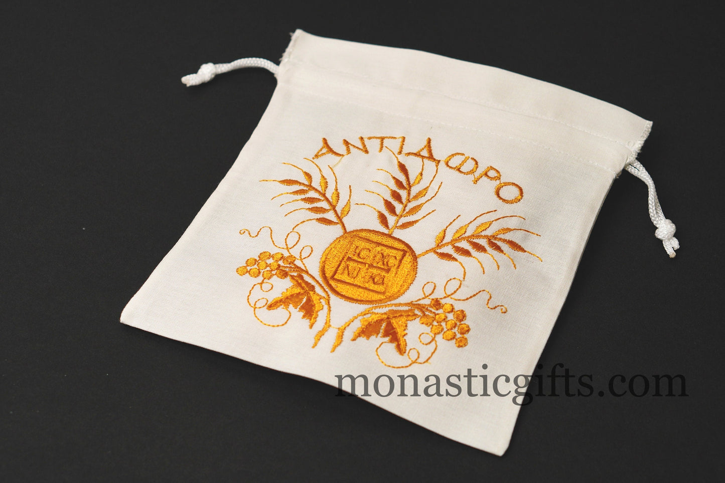 Embroidered Cotton Cloth Pouch for Prosphora, bread pouch , decorated with orthodox ICXC Embroideries. Orthodox CommunionAntidoron.