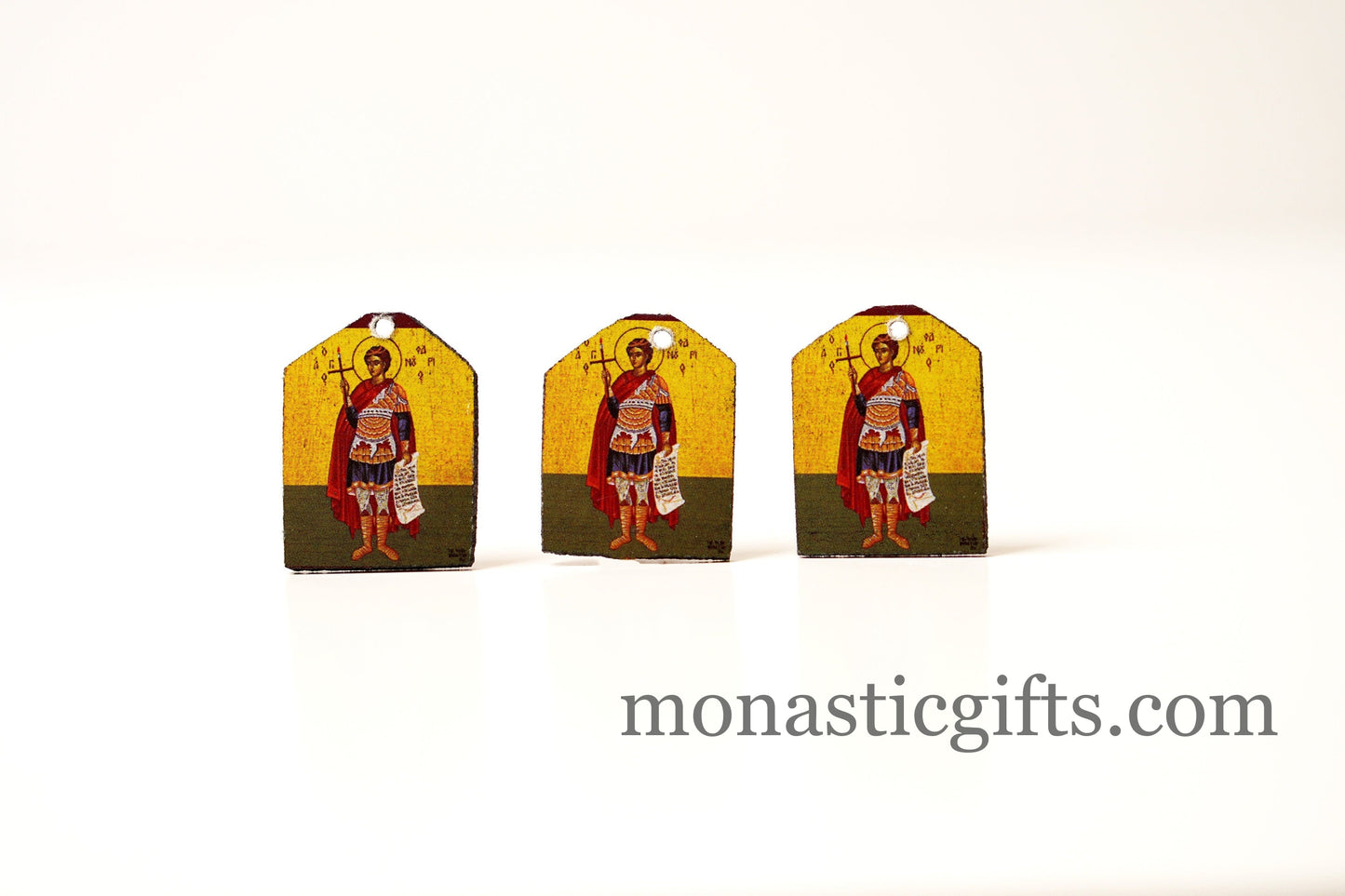 Tiny icon Saint Phanourios (Fanourios) 3pcs - Wood Byzantine Christian Tiny Orthodox Icon amazing idea to make orthodox Christians gifts