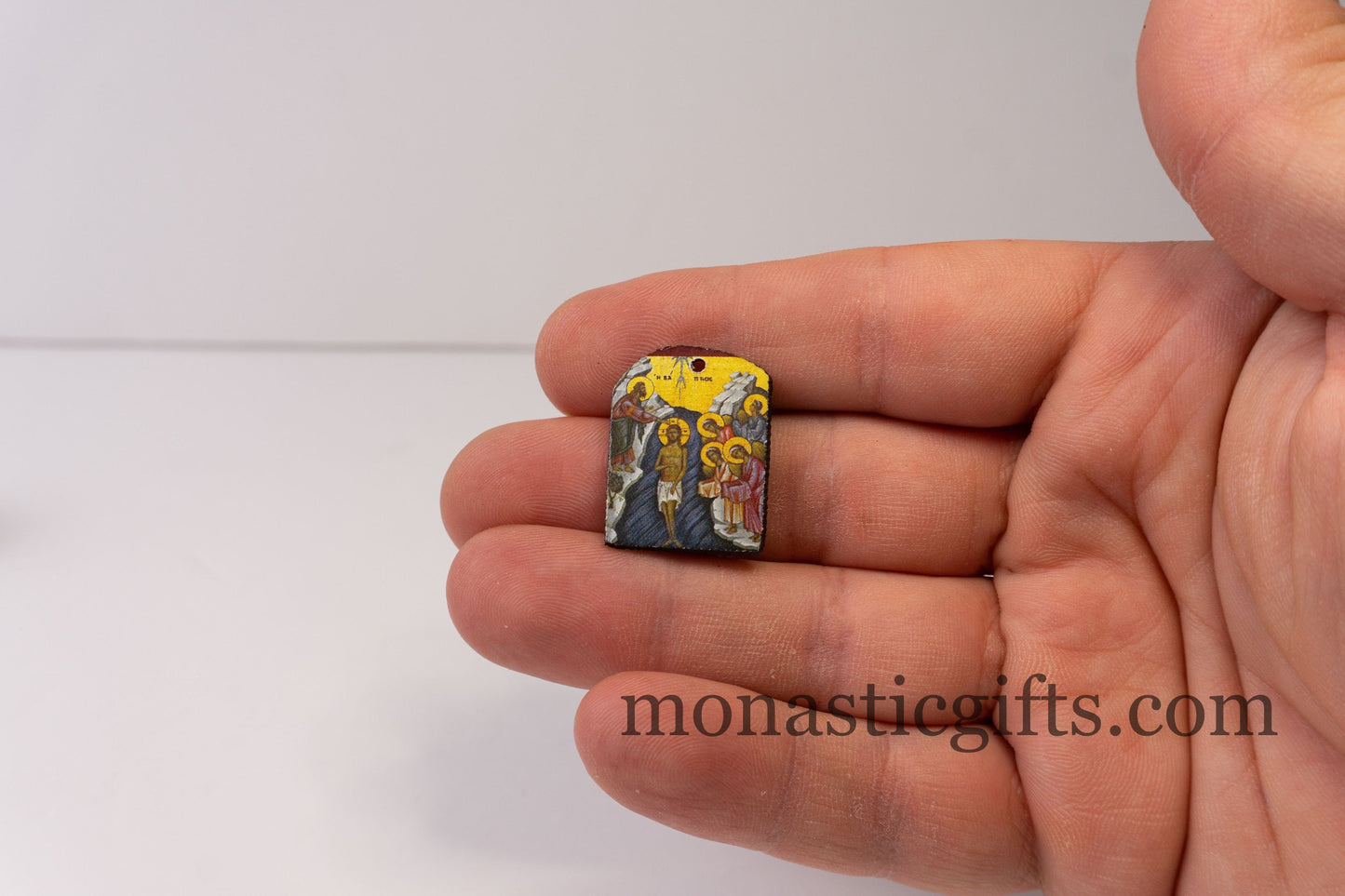 Tiny icon with the Baptism of Jesus Christ 3pcs Byzantine Christian Tiny Orthodox Icon amazing idea to make orthodox Christians gifts