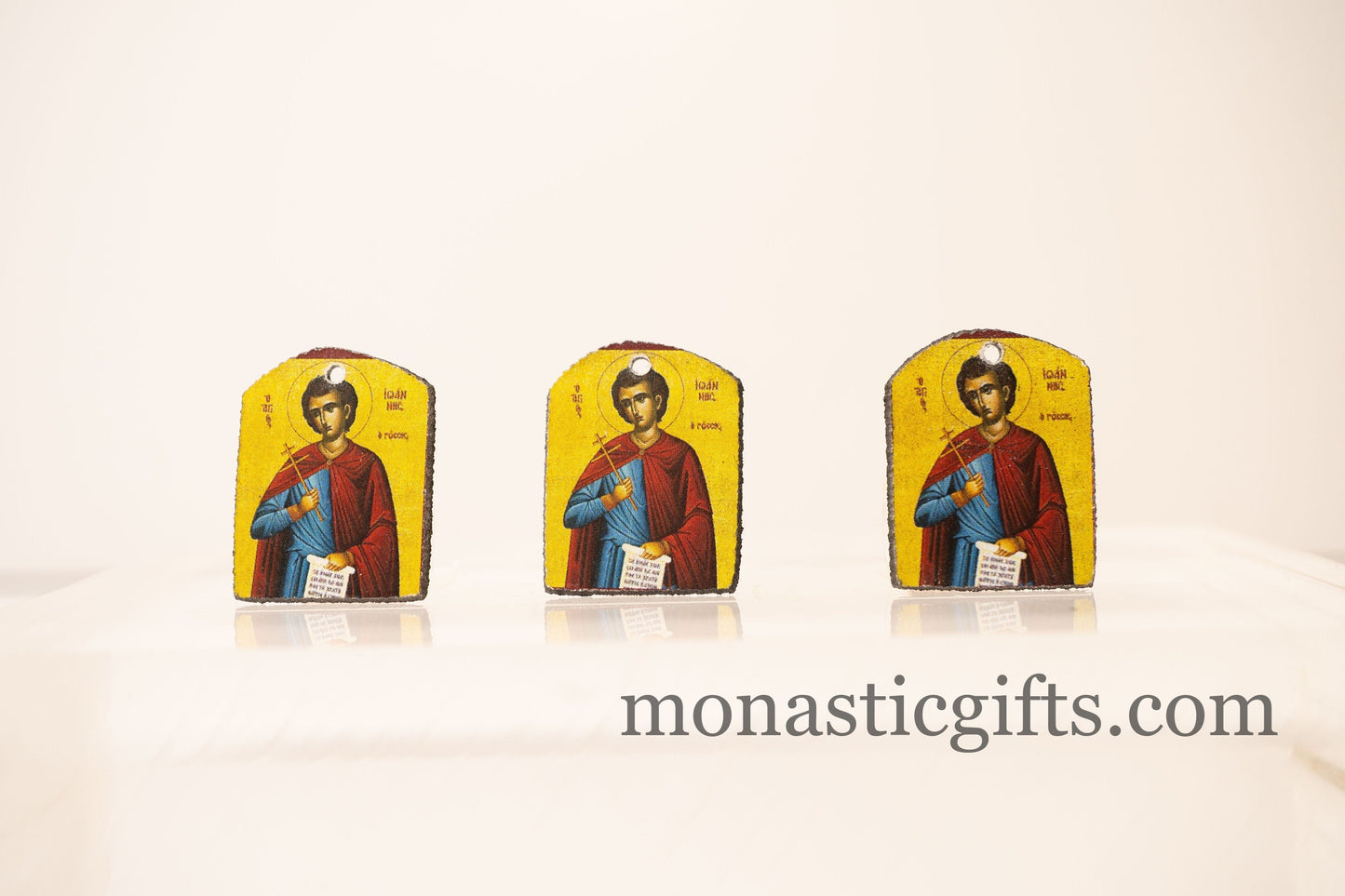 Tiny icon with Saint John 3pcs Byzantine Christian Tiny Orthodox Icon amazing idea to make orthodox Christians gifts