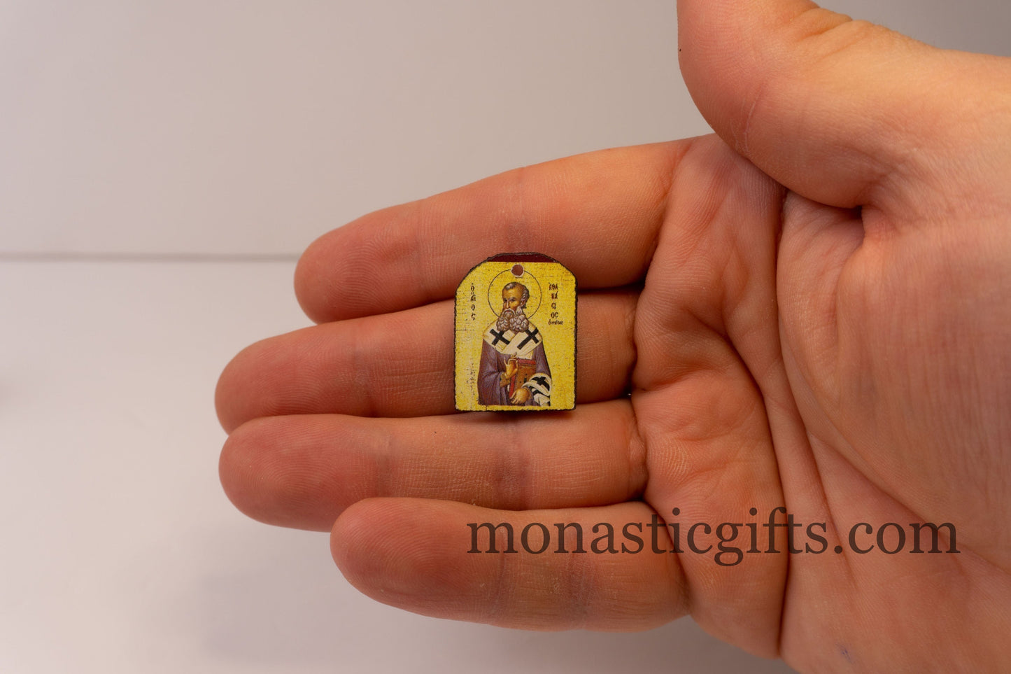 Tiny icon with Saint Athanasius (Αθανασιος) 3pcs Byzantine Christian Tiny Orthodox Icon amazing idea to make orthodox Christians gifts