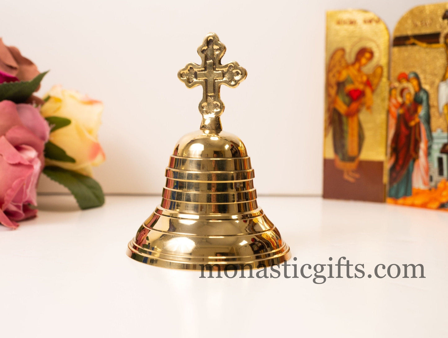 Vintage Christian brass bell with cross on the handle Church Bell Visitors Bell, Dinner Bell A perfect gift for your Home-Church