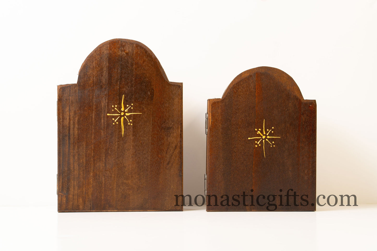 Diptych Handmade wooden Icon with Virgin Mary and the Jesus Christ in painted golden backround , Greek Orthodox Icon , Home Decor.