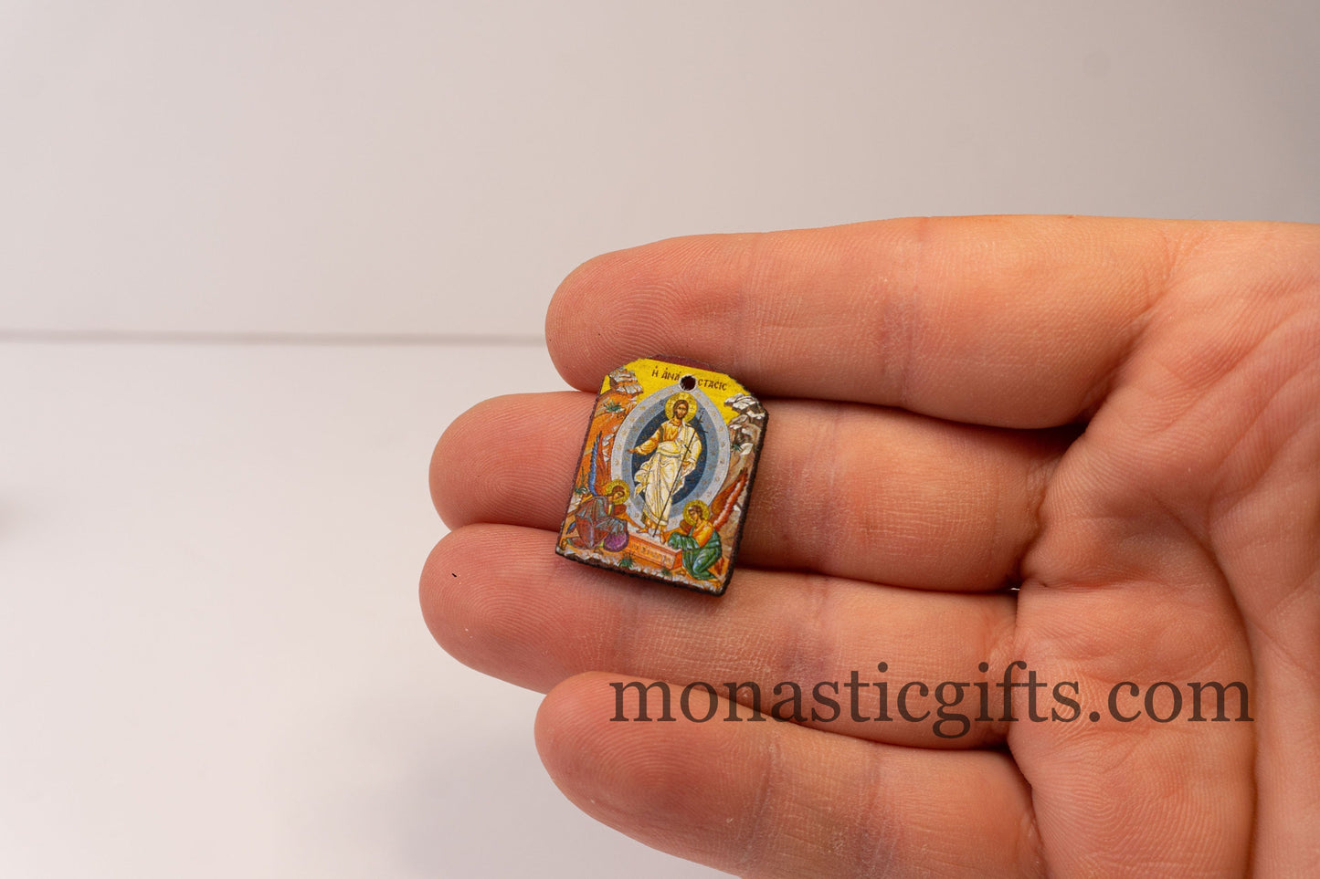 Tiny icon with the Resurrection of Jesus Christ 3pcs - Wood Byzantine Christian Tiny Icon amazing idea to make orthodox Christians gifts