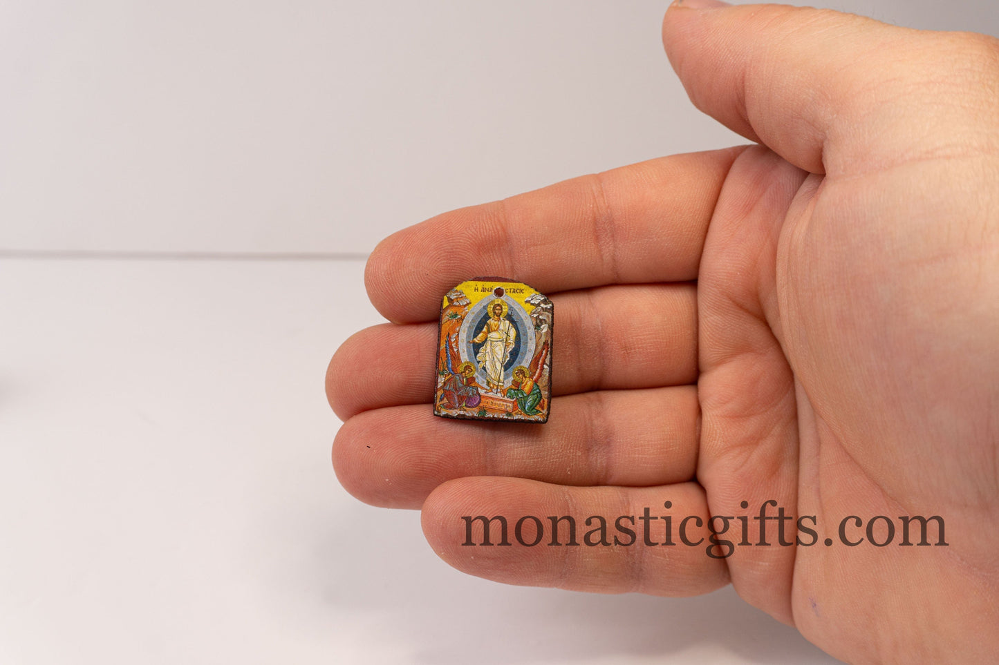 Tiny icon with the Resurrection of Jesus Christ 3pcs - Wood Byzantine Christian Tiny Icon amazing idea to make orthodox Christians gifts