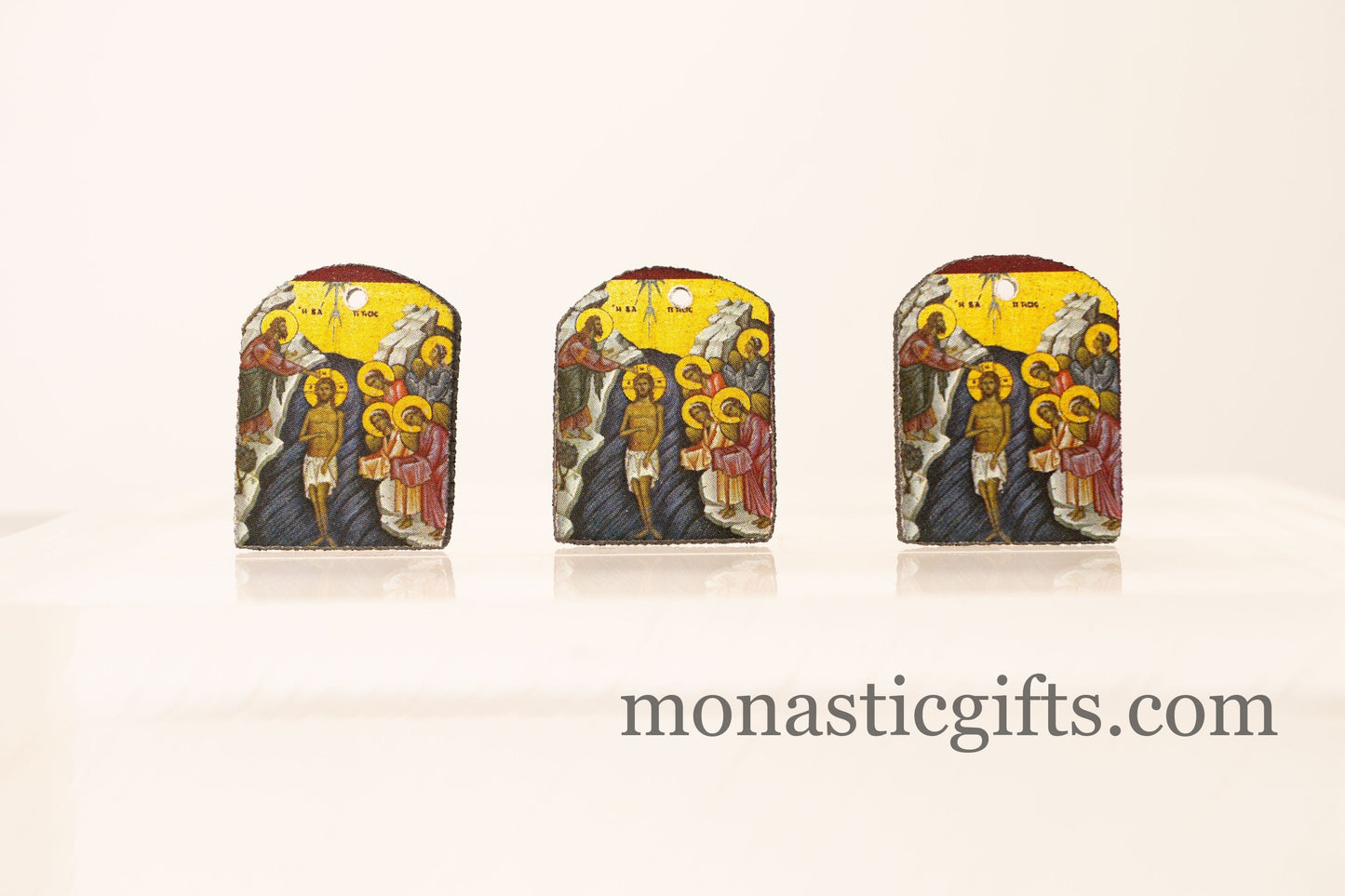 Tiny icon with the Baptism of Jesus Christ 3pcs Byzantine Christian Tiny Orthodox Icon amazing idea to make orthodox Christians gifts
