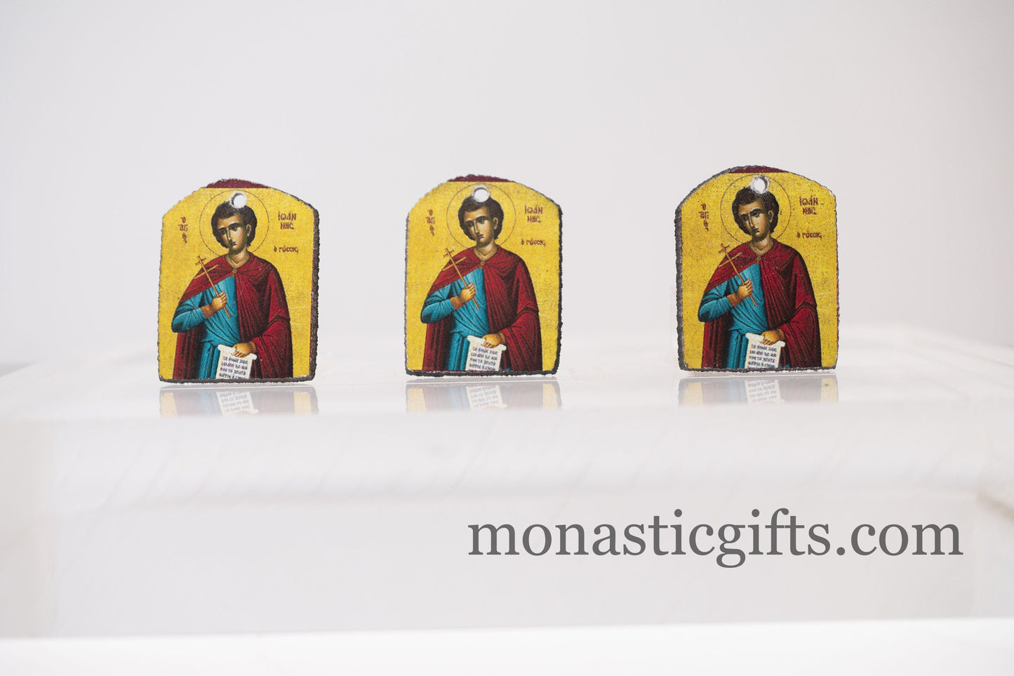Tiny icon with Saint John 3pcs Byzantine Christian Tiny Orthodox Icon amazing idea to make orthodox Christians gifts