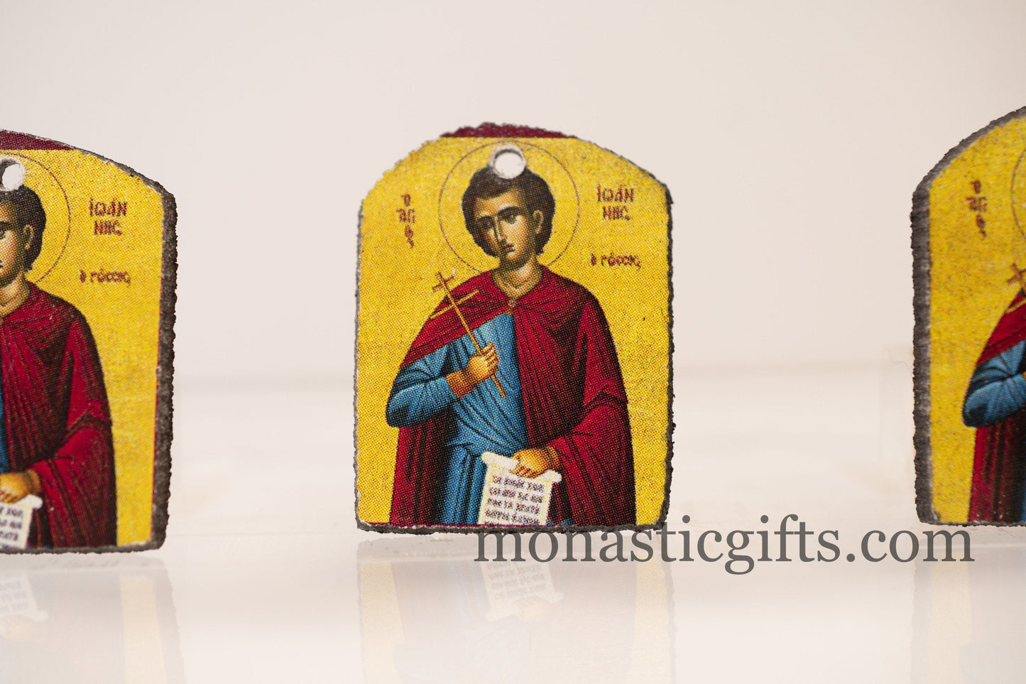 Tiny icon with Saint John 3pcs Byzantine Christian Tiny Orthodox Icon amazing idea to make orthodox Christians gifts