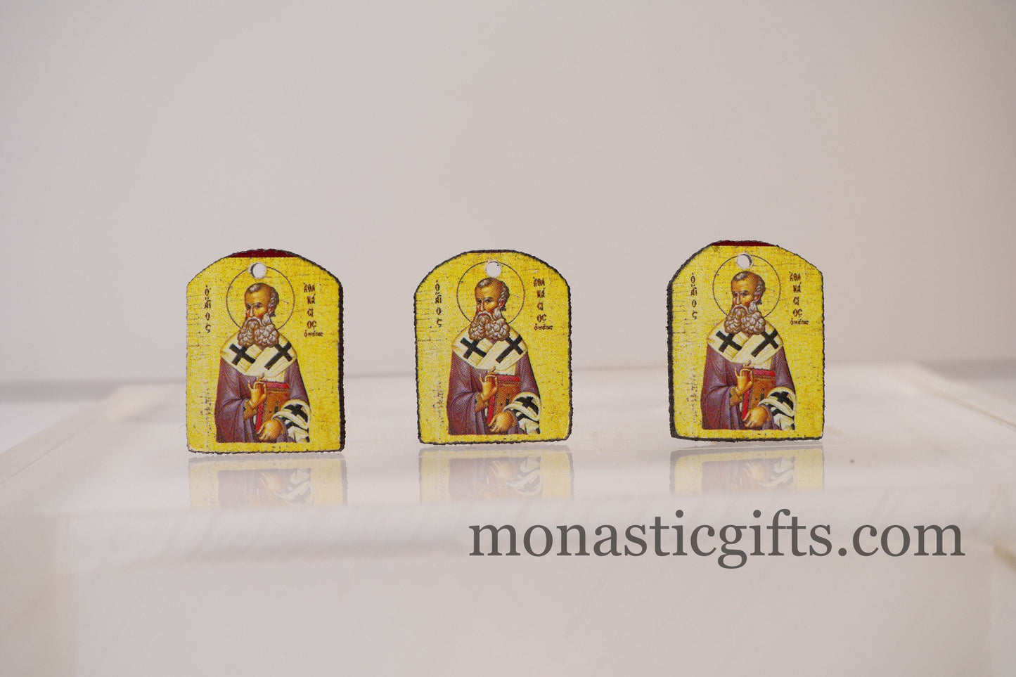 Tiny icon with Saint Athanasius (Αθανασιος) 3pcs Byzantine Christian Tiny Orthodox Icon amazing idea to make orthodox Christians gifts