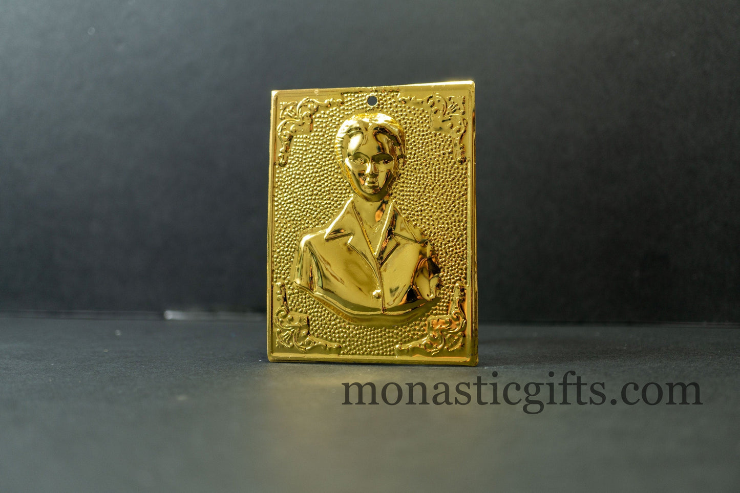 tama votive offering -female head- votive, Gold colored Byzantine Greek Eastern Orthodox Promise Icon, Ex Voto