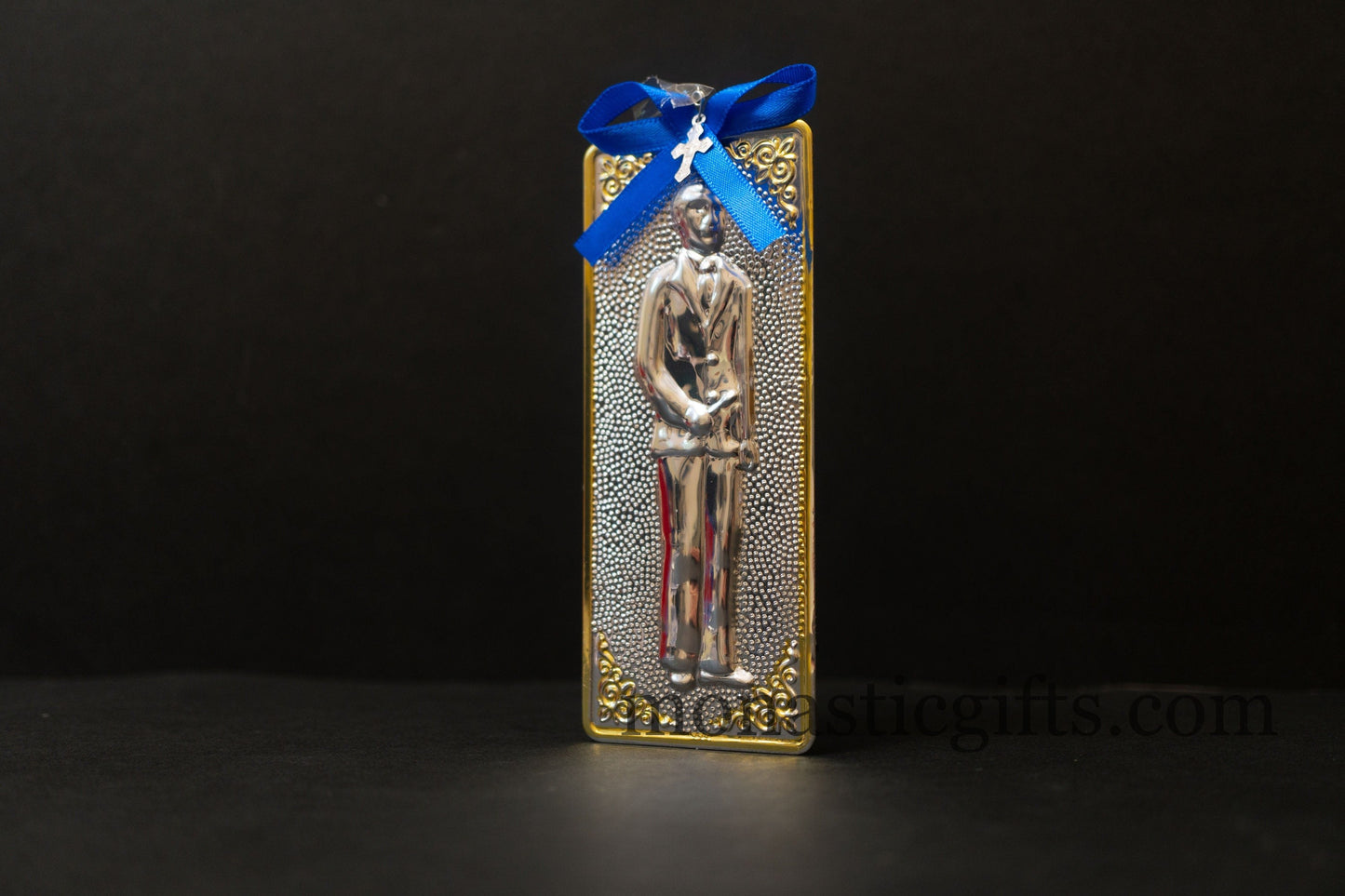 tama votive offering "Man" votive with painted Golden corners Ribbon and Cross, Byzantine Greek Eastern Orthodox Promise Icon, Ex Voto