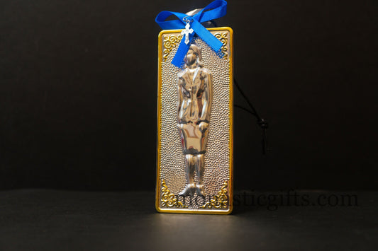 tama votive offering "Woman" votive with painted Golden corners Ribbon and Cross, Byzantine Greek  Eastern Orthodox Promise Icon, Ex Voto