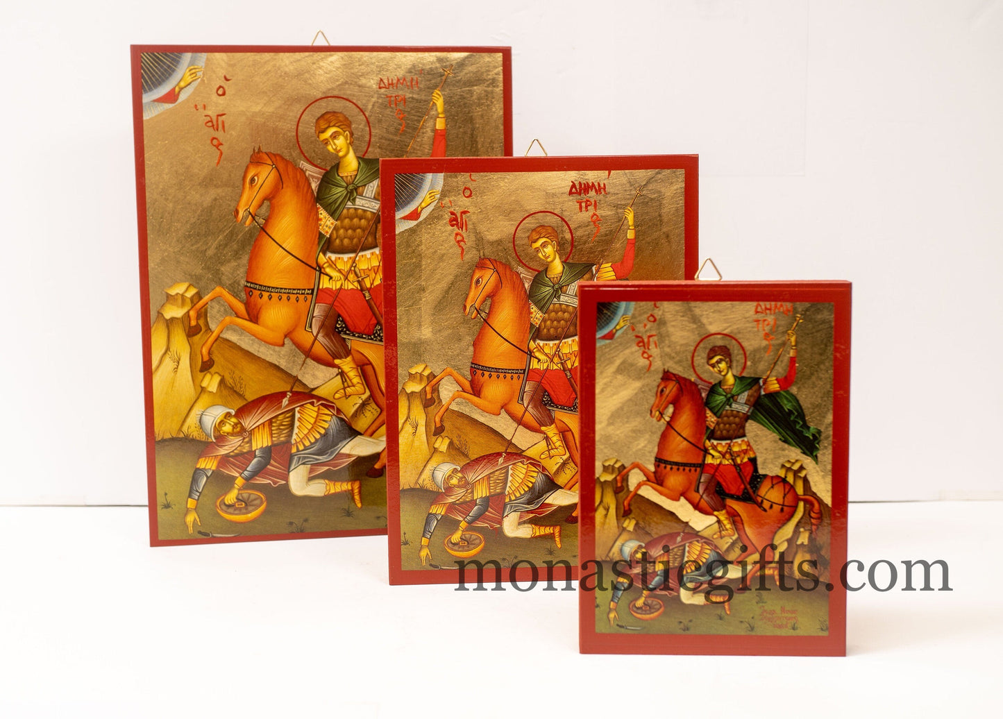 Saint Demetrius icon, Orthodox icon of St Demetrios ,St Dimitrios Byzantine art wall hanging icon on wood plaque, religious gift