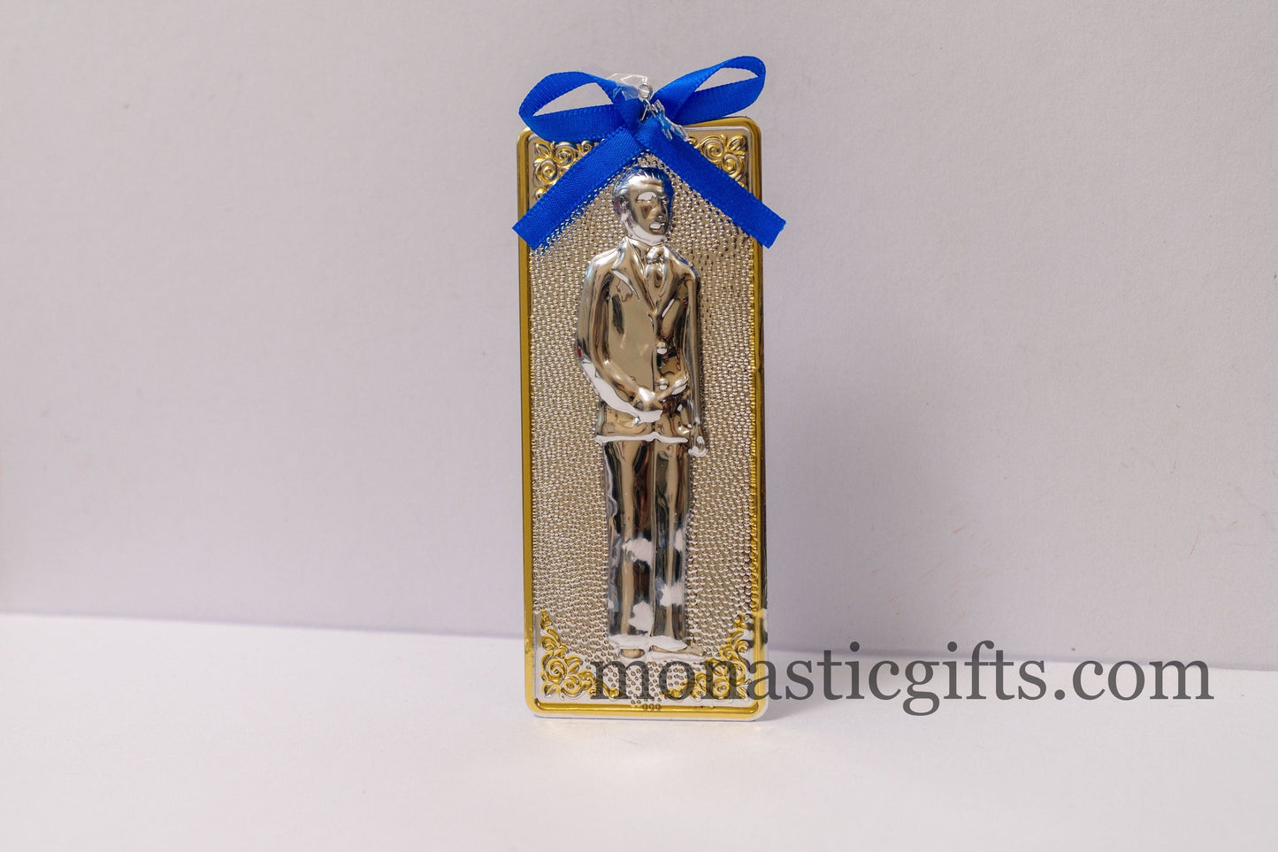 tama votive offering "Man" votive with painted Golden corners Ribbon and Cross, Byzantine Greek Eastern Orthodox Promise Icon, Ex Voto