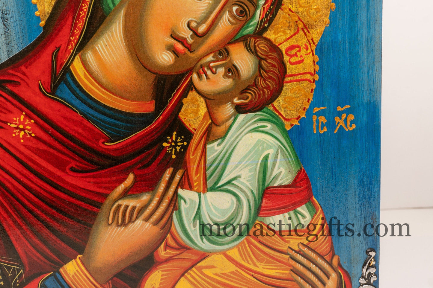 The Sweet Kiss of Virgin Mary, Orthodox icon , Byzantine icon of our Lord , art wall hanging on wood plaque amazing idea for gift.