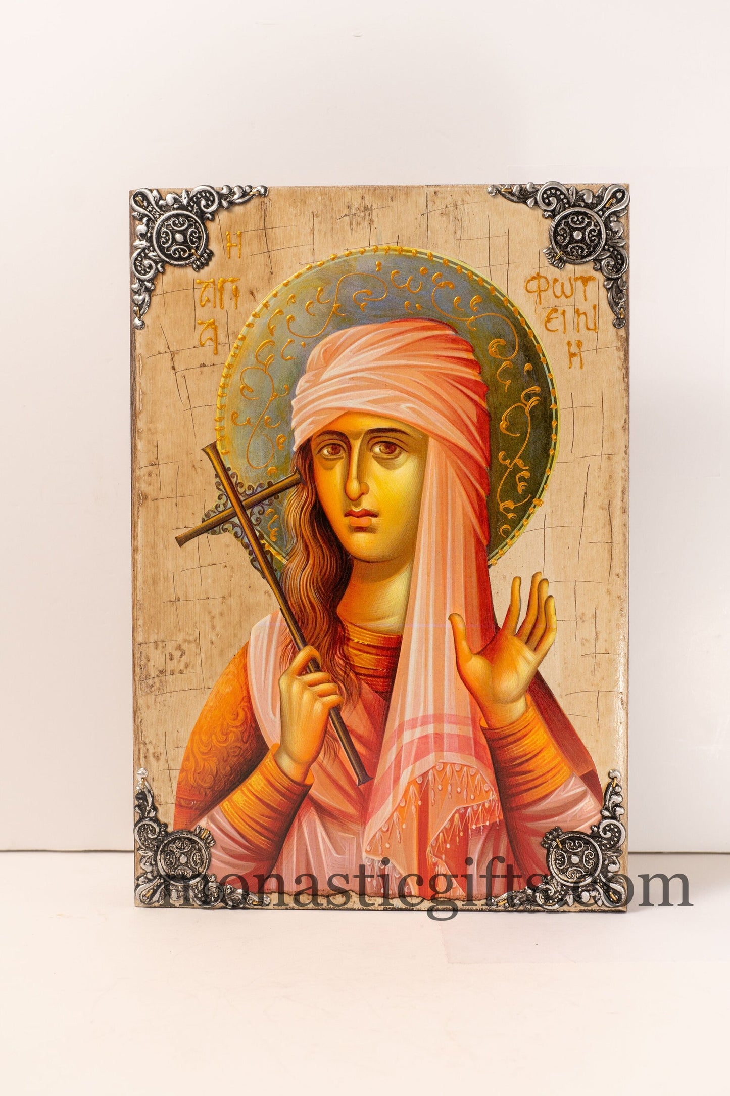 Saint Photini - Samaritan Woman , Orthodox icon , Byzantine icon of our Lord , art wall hanging on wood plaque amazing idea for gift.