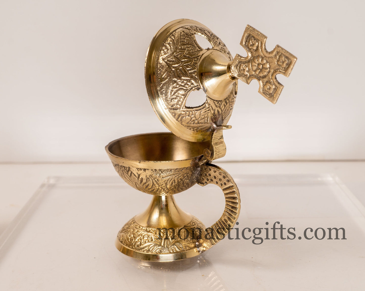 Small Brass Carved Incense Burner ,Handmade Burner with handle Christian Artefact With free Gifts