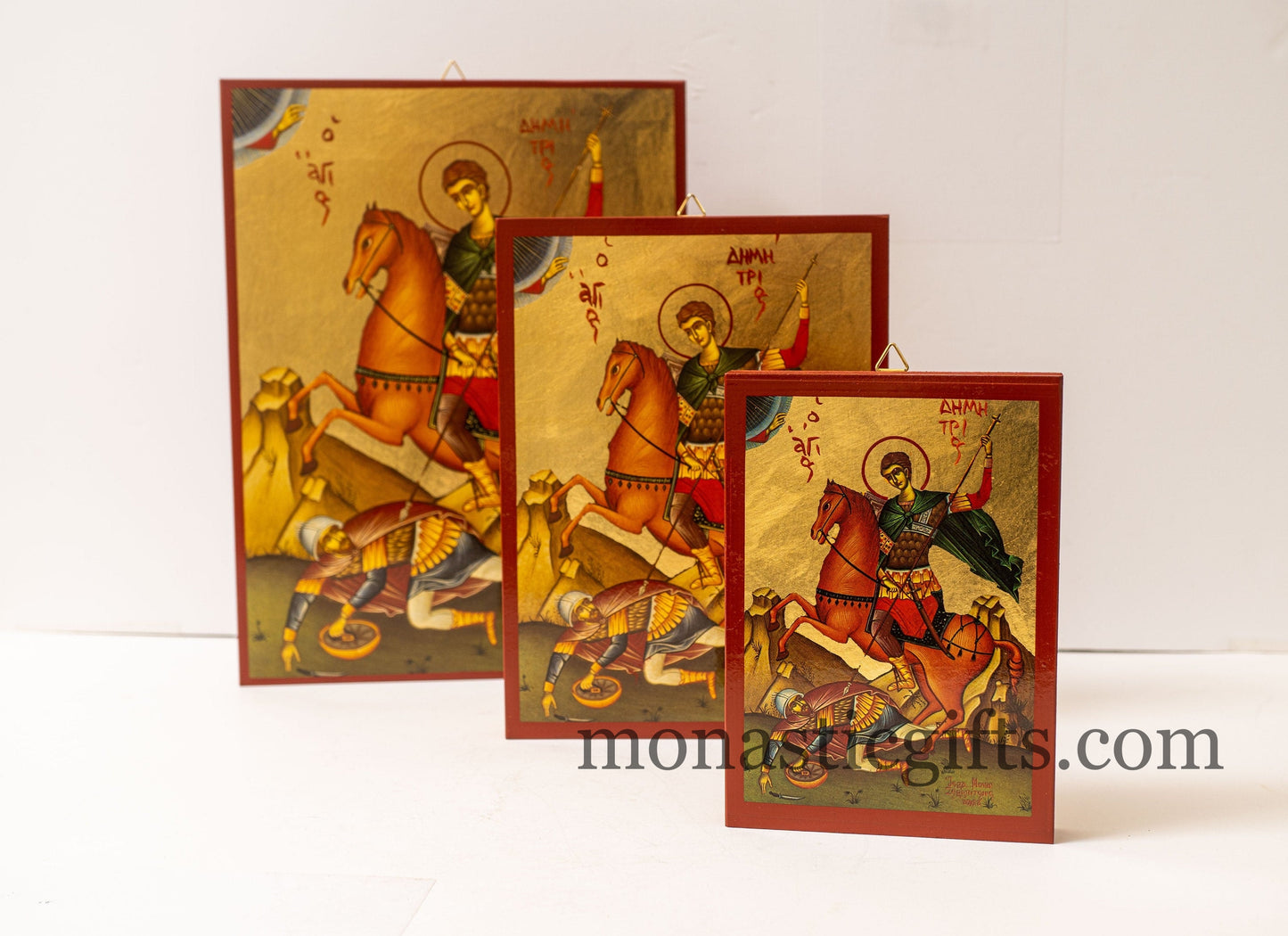 Saint Demetrius icon, Orthodox icon of St Demetrios ,St Dimitrios Byzantine art wall hanging icon on wood plaque, religious gift