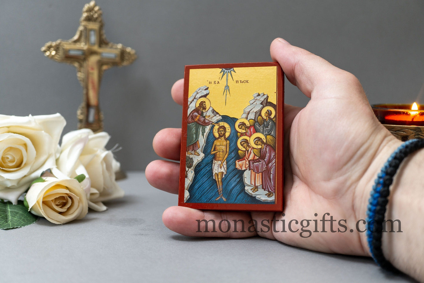 Wooden small icons with Birth of Jesus Christ and The Baptism ,Byzantine icon , art wall hanging o amazing idea for orthodox gift.