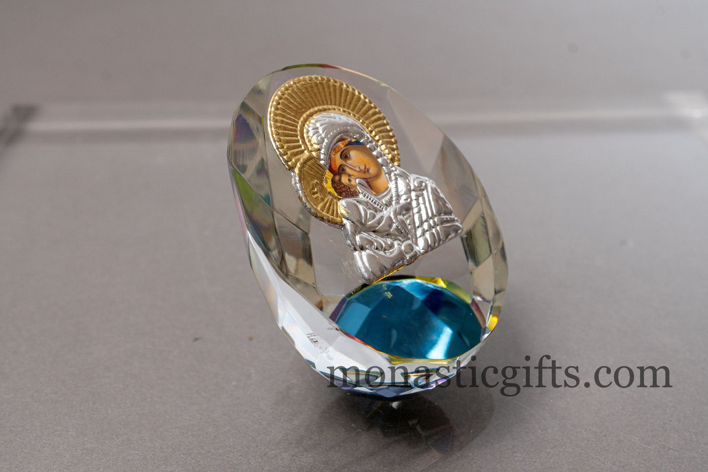 Virgin Mary Icon with Jesus on stained multicolor glass Religious Gifts, Baptism Gift, Religious Art, New Mother Orthodox Christian Gift