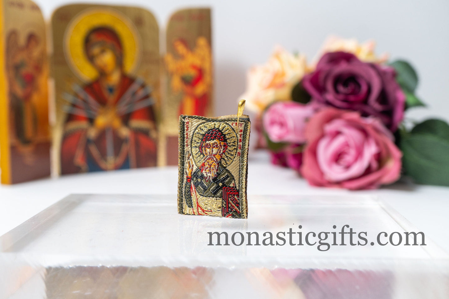 Orthodox Special Amulet with Saint Spyridon and Virgin Mary ,FIlachto ,Filakto ,Filaxto Orthodoxer Orthodox Gift