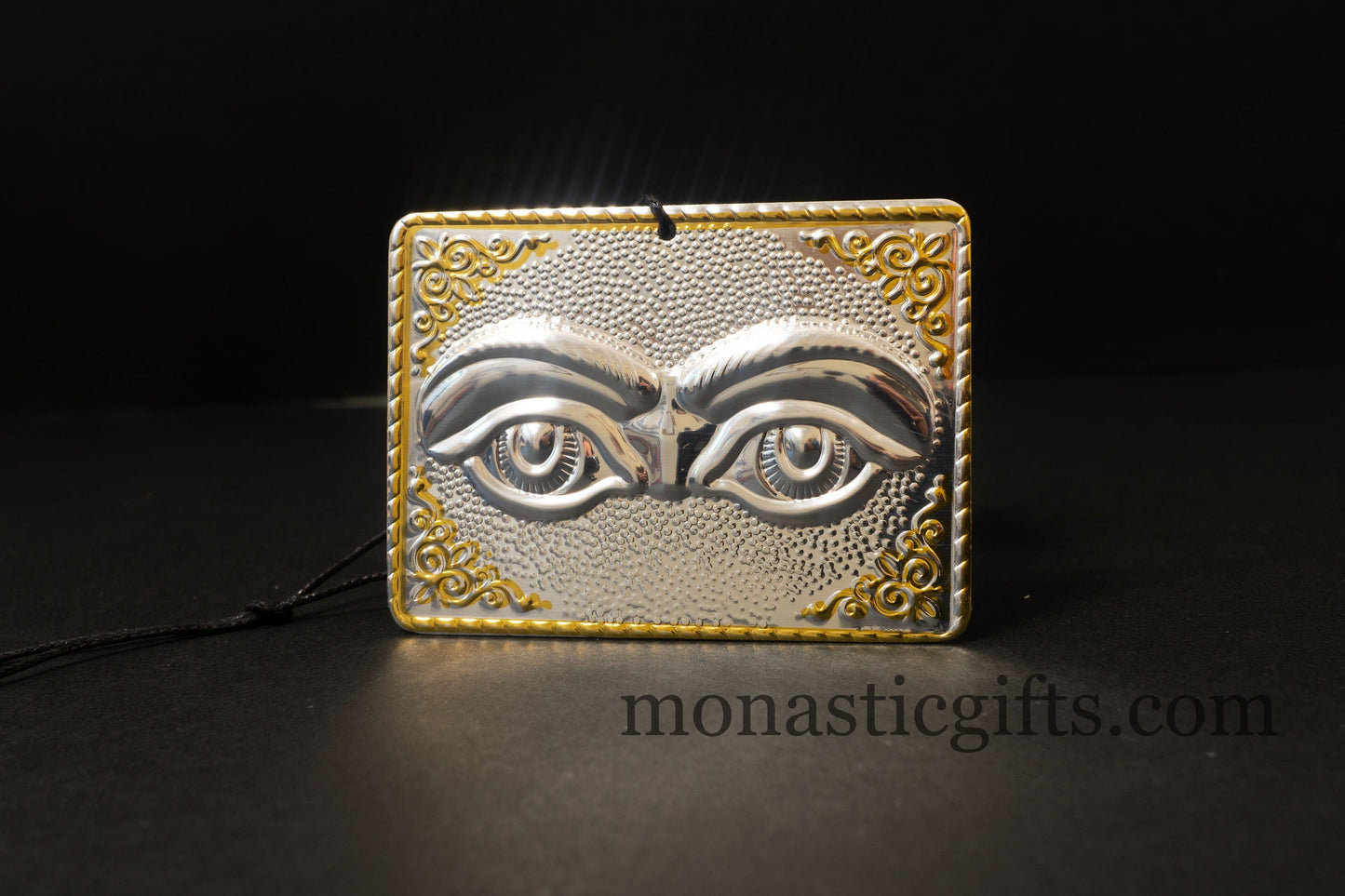 tama votive offering "Eyes" votive with painted Golden corners Ribbon and Cross, Byzantine Greek Orthodox Promise Icon, Ex Voto