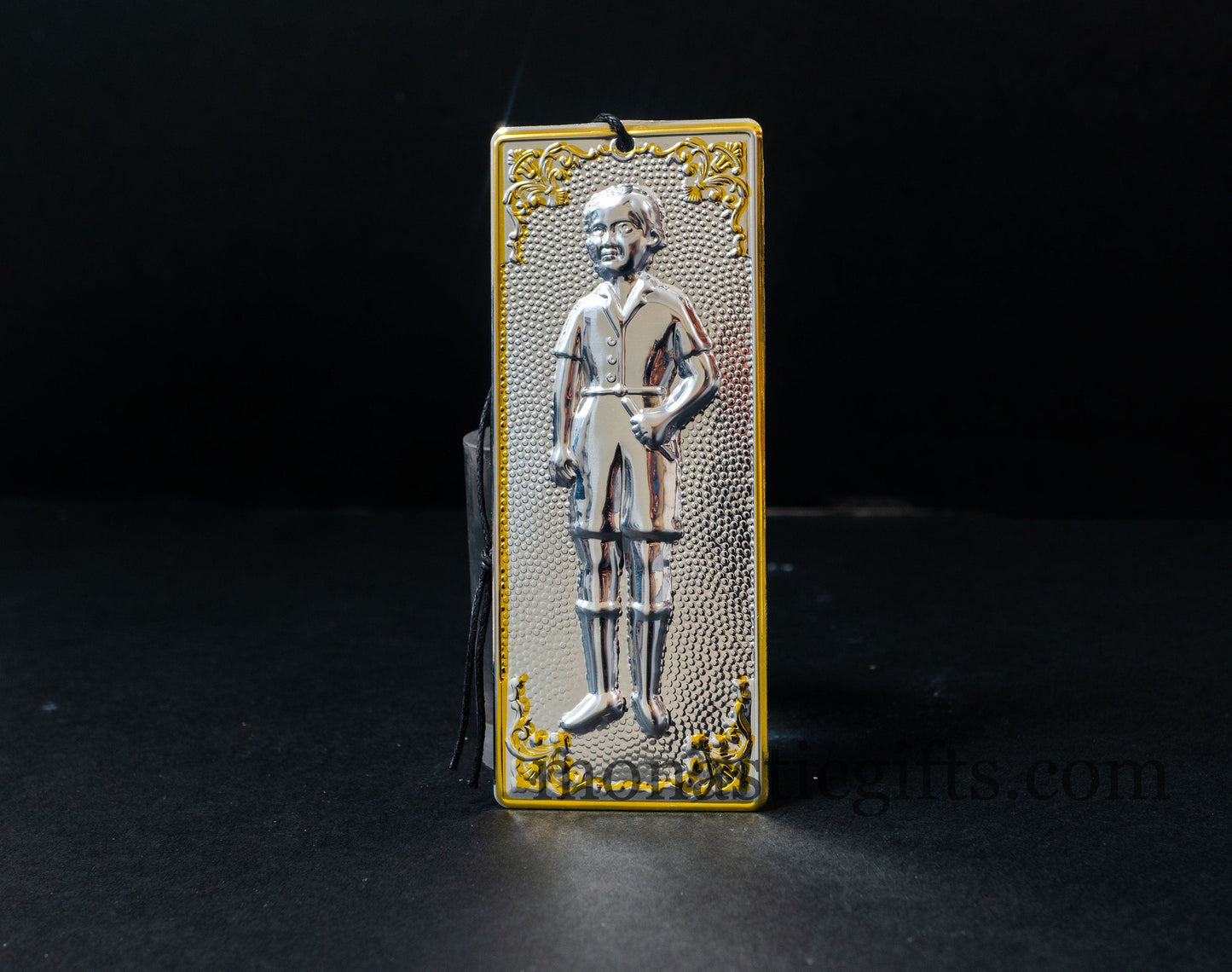 tama votive offering "Boy" votive with painted Golden corners Ribbon and Cross, Byzantine Greek Eastern Orthodox Promise Icon, Ex Voto