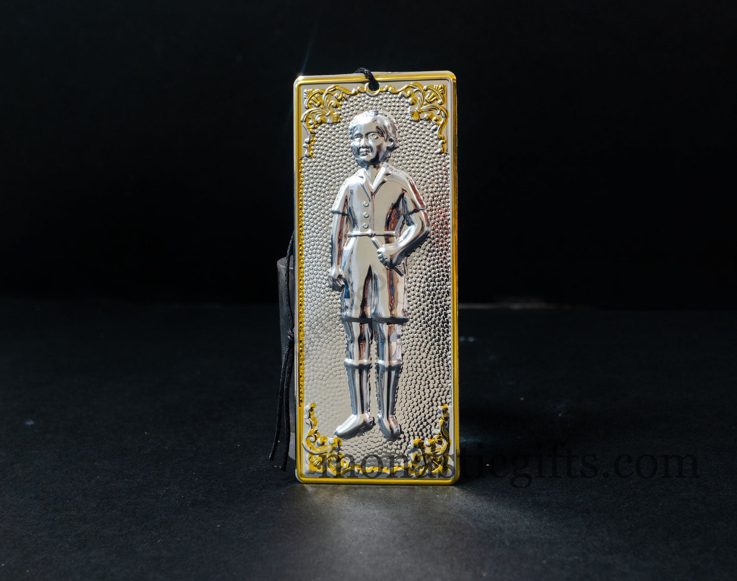 tama votive offering "Boy" votive with painted Golden corners Ribbon and Cross, Byzantine Greek Eastern Orthodox Promise Icon, Ex Voto