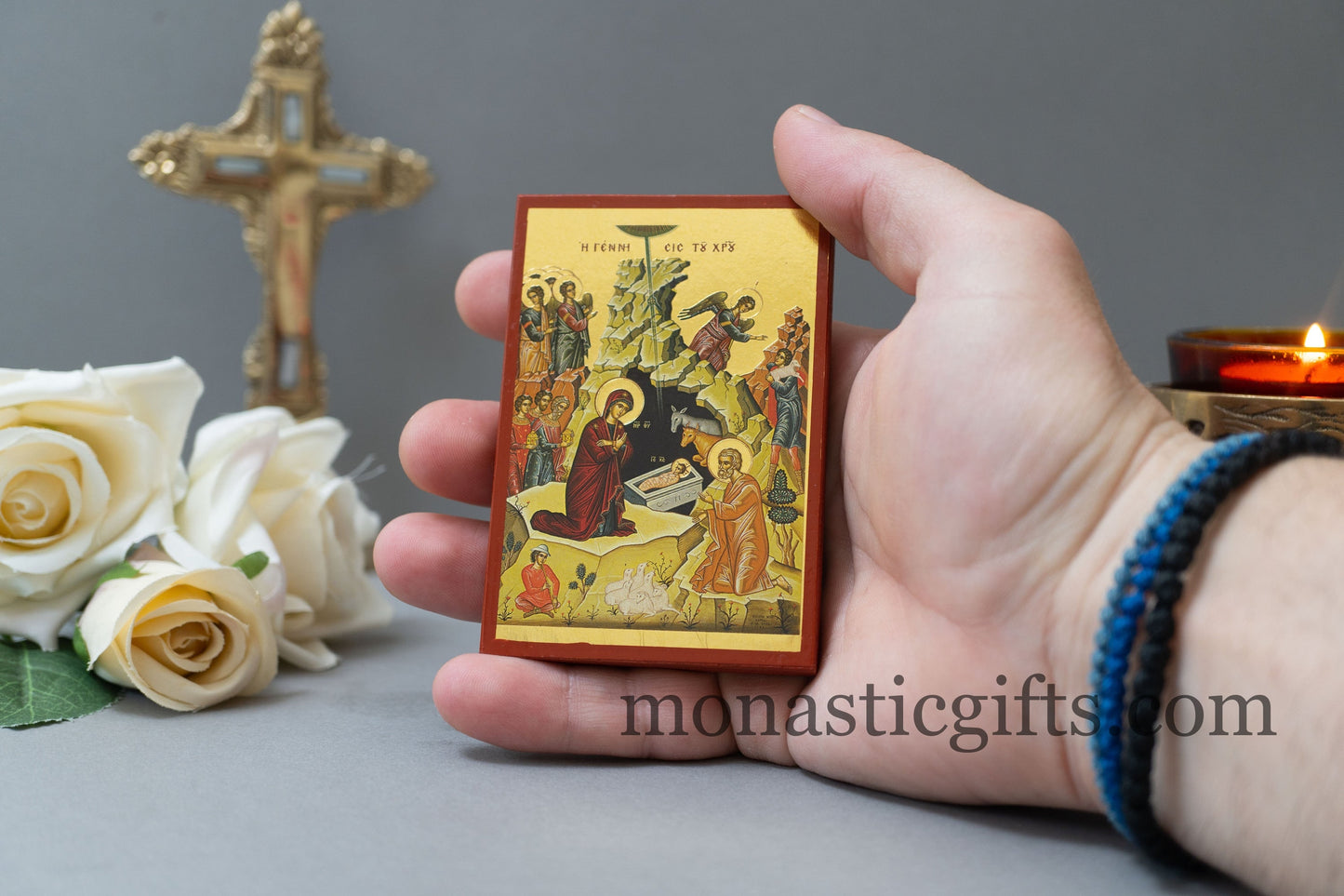Wooden small icons with Birth of Jesus Christ and The Baptism ,Byzantine icon , art wall hanging o amazing idea for orthodox gift.