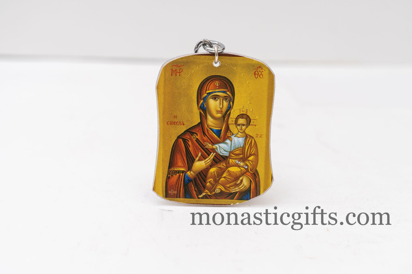 Christian Orthodox Keychain with Mother of God (Virgin Mary Soumela) made of resin and metal ,a perfect gift 10cm - 3.93 in