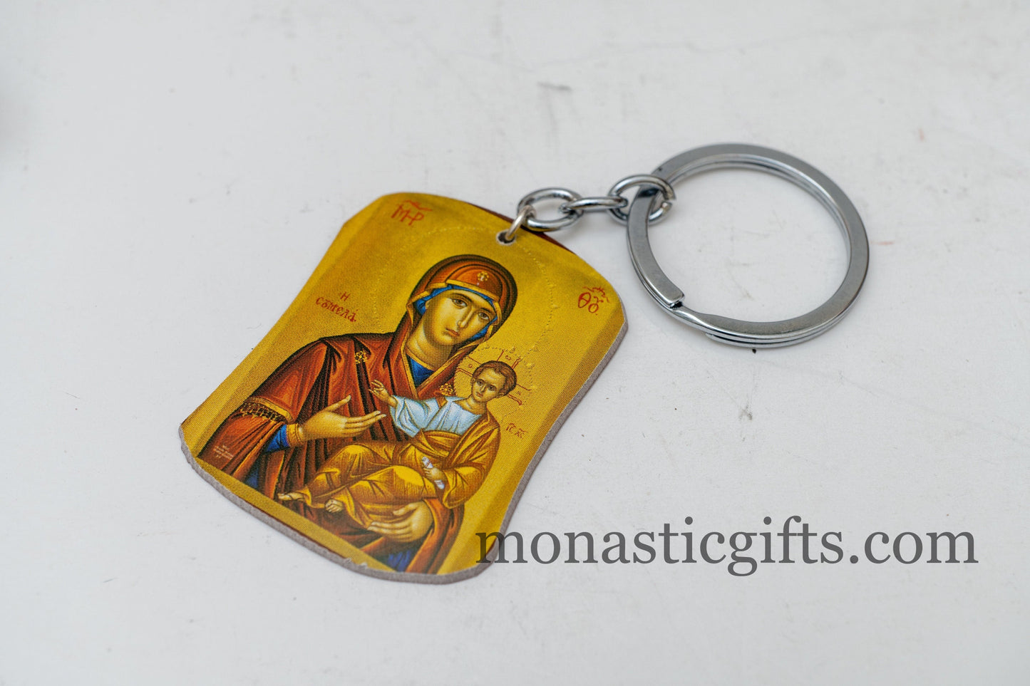 Christian Orthodox Keychain with Mother of God (Virgin Mary Soumela) made of resin and metal ,a perfect gift 10cm - 3.93 in