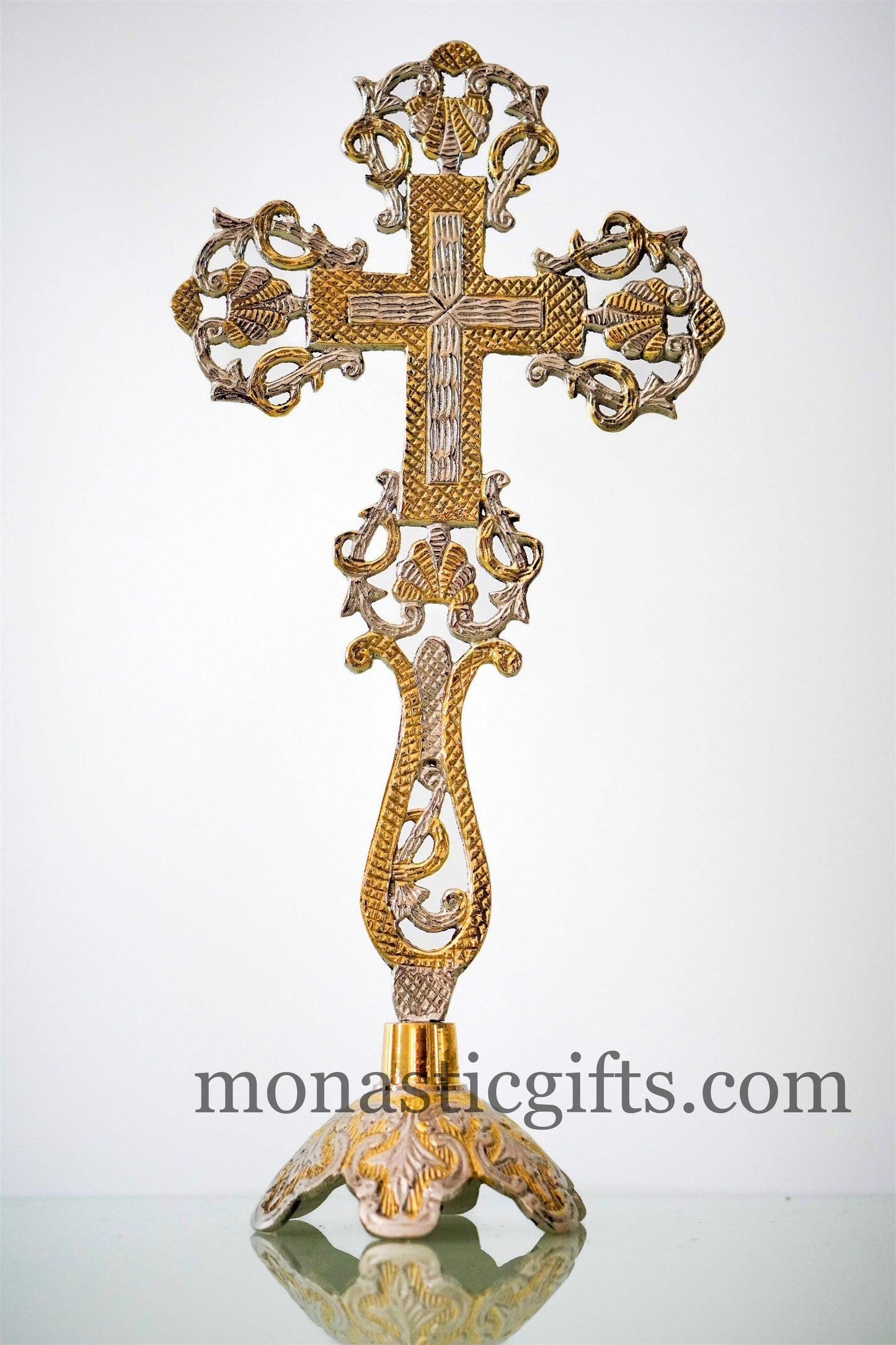 Standing Cross Altar brass nickel - Altar Table Cross Silver Gold Metal - Croce da altare Home Decor a perfect Christian Gift