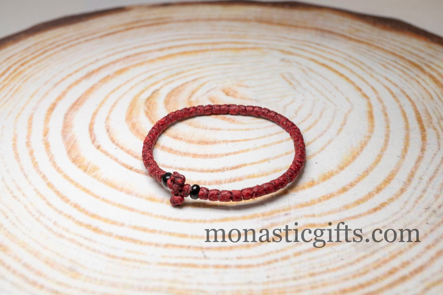 Authentic Komboskini burgundy Color 1Pcs - Greek Orthodox Prayer Bracelet, Spiritual Prayer Rope -Thread waxed thin with beads