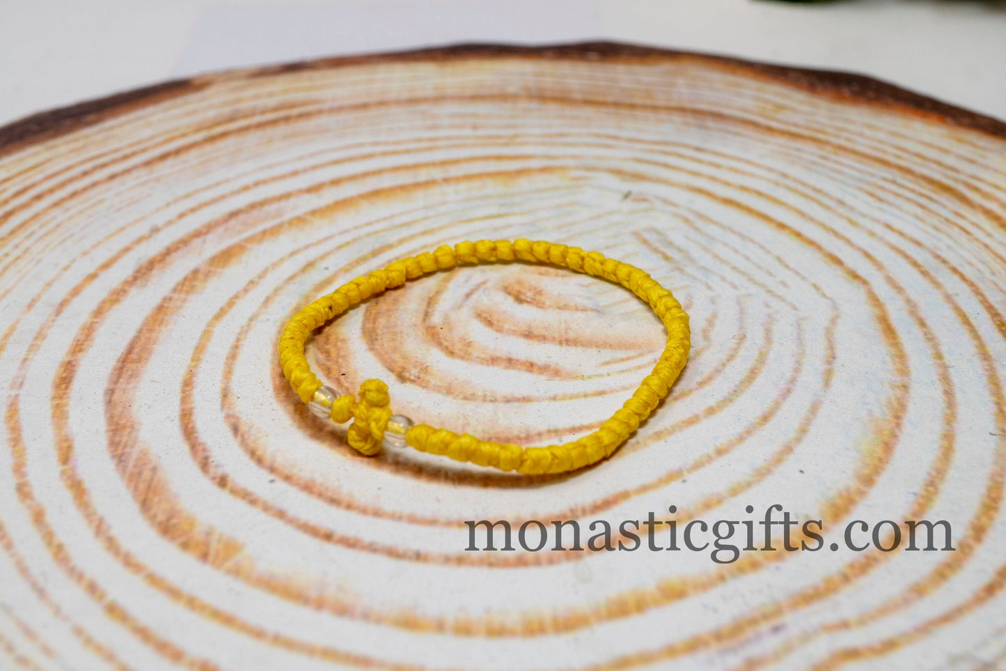 Authentic Komboskini Yellow Color 1Pcs - Greek Orthodox Prayer Bracelet, Spiritual Prayer Rope -Thread waxed thin with beads
