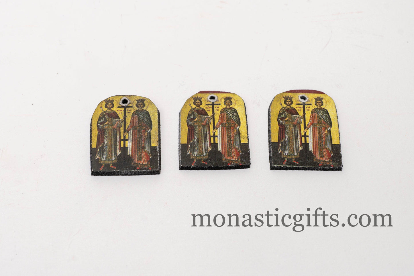 Tiny icon saint helen and constantine 3pcs - Wood Byzantine Christian Tiny Orthodox Icon amazing idea to make orthodox Christians gifts
