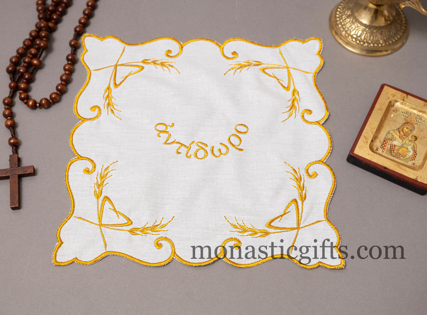 Embroidered Hand Towel for Atidoron - Prosphora, bread Towel , Towel for Prosphora - Antidoron, Orthodox Communion Bread Antidoron.