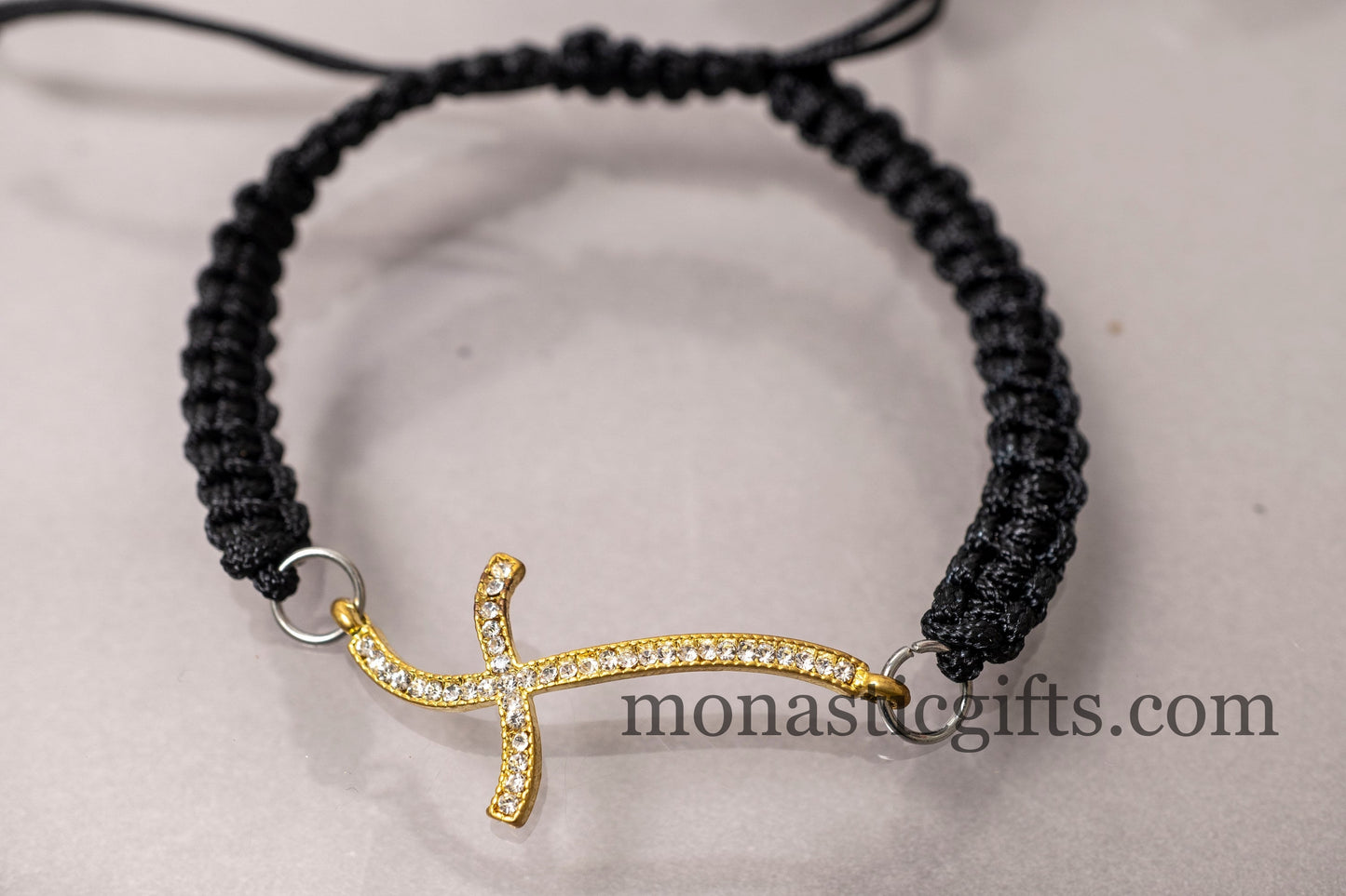 Sideways Cross Bracelet with crystals Gold finish Christian Jewelry Hypoallergenic Nickel Free