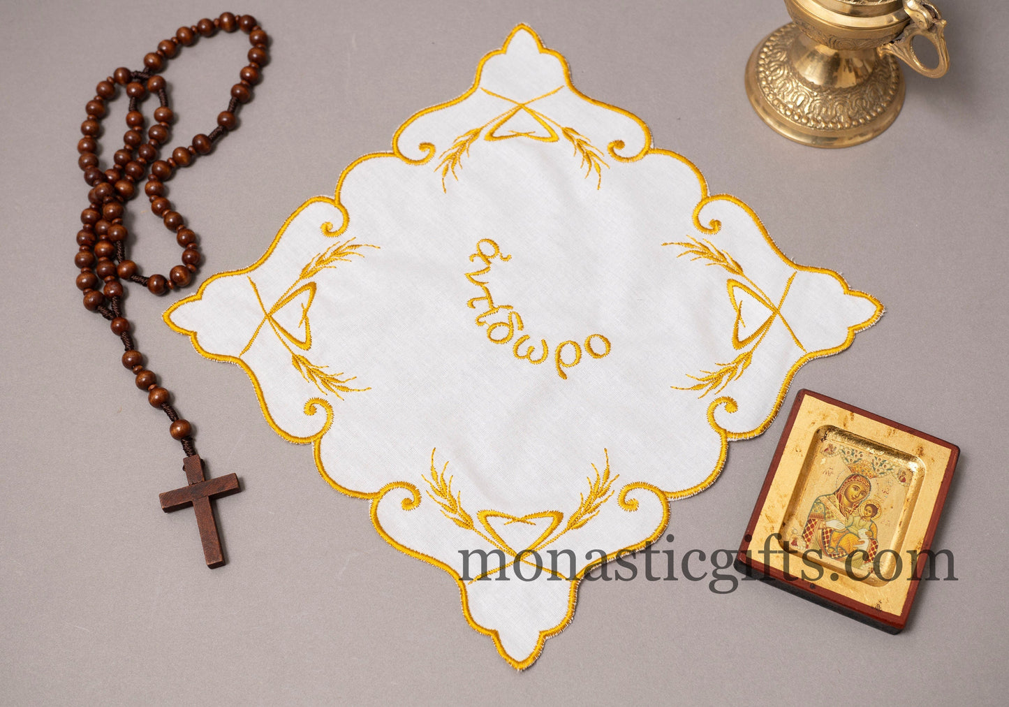 Embroidered Hand Towel for Atidoron - Prosphora, bread Towel , Towel for Prosphora - Antidoron, Orthodox Communion Bread Antidoron.